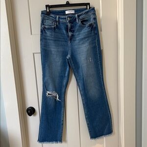Women's High Rise Distressed Blue Jeans